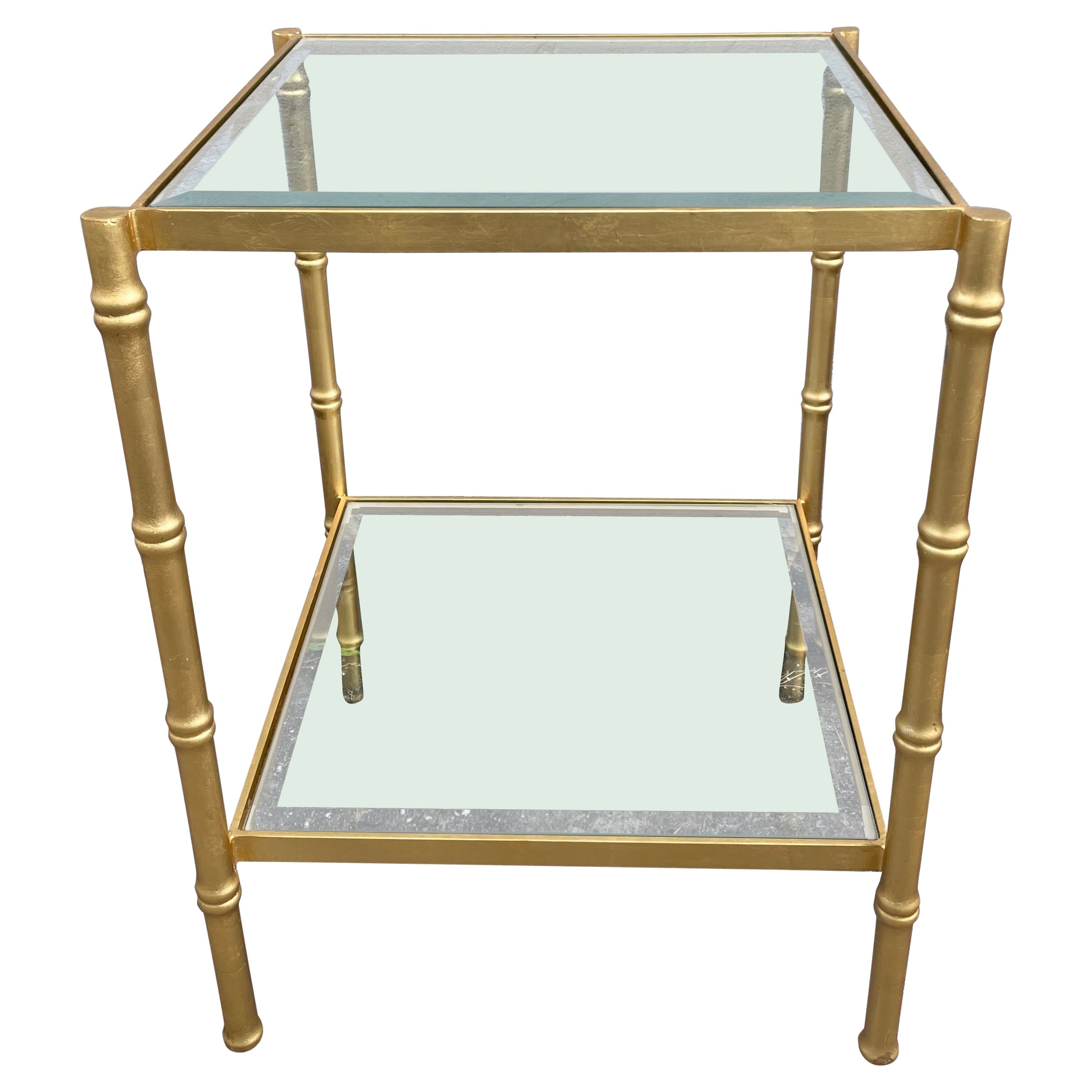 Vergoldete Hollywood Regency Stil Faux Bambus Eisen Tisch