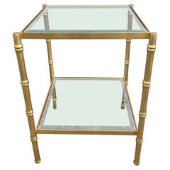 Gilded Hollywood Regency Style Faux Bamboo Iron Table