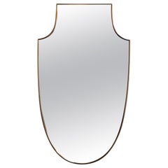 Vintage Italian Brass Shield Wall Mirror after Gio Ponti