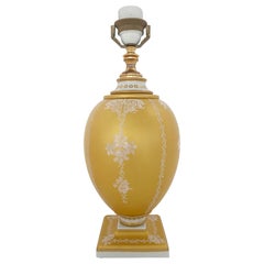 Italian Mangani Firenze Porcelain Table Lamp with Gilt Floral Decoration