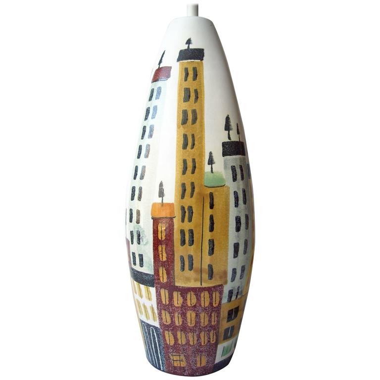 Bitossi, Cityscape Ceramic Table Lamp For Sale at 1stdibs