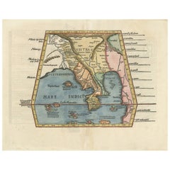 Map of India and Southeast Asia from Ptolemaic Geography – 16th Century Woodcut