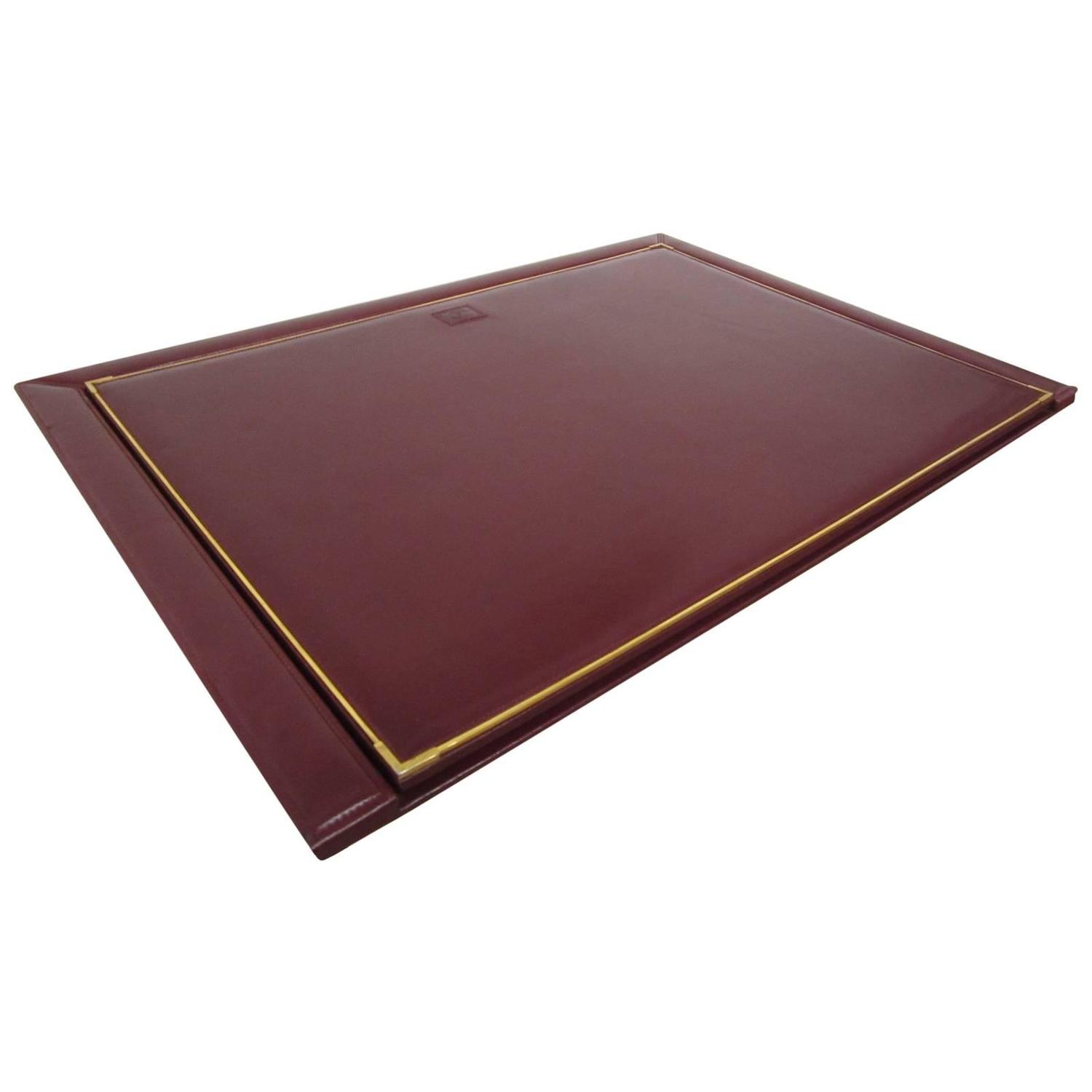 Gucci Leather And Brass Trimmed Fold Out Writing Desk Blotter At 1stdibs