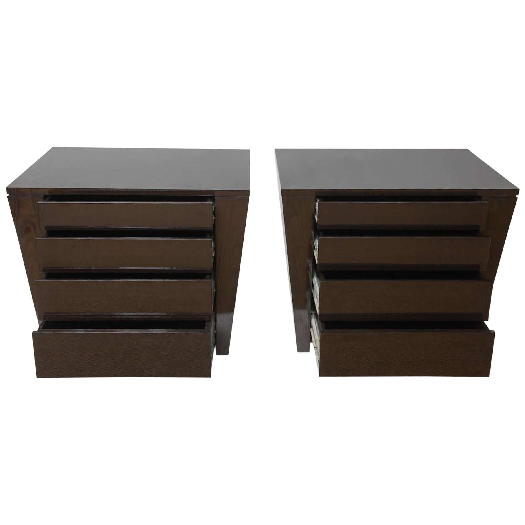 Pair of Ebonized Oak Inverted Chests of Drawers/ Bedside Tables  