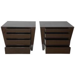 Pair of Ebonized Oak Inverted Chests of Drawers/ Bedside Tables  