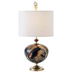 Kriest Aesculus Wood "Orchis Jasper I" Table Lamp with Linen Shade 1