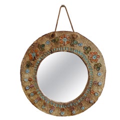 Miroir mural vintage en céramique de La Roue (circa 1960)