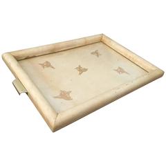 Goatskin Parchment and Brass Serving Tray, Attributed to Arturo Pani
