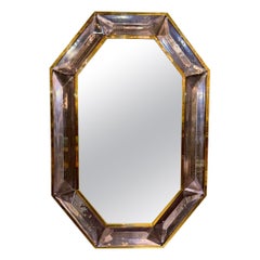Murano Glass and Brass Octagonal Mirror in Lavender