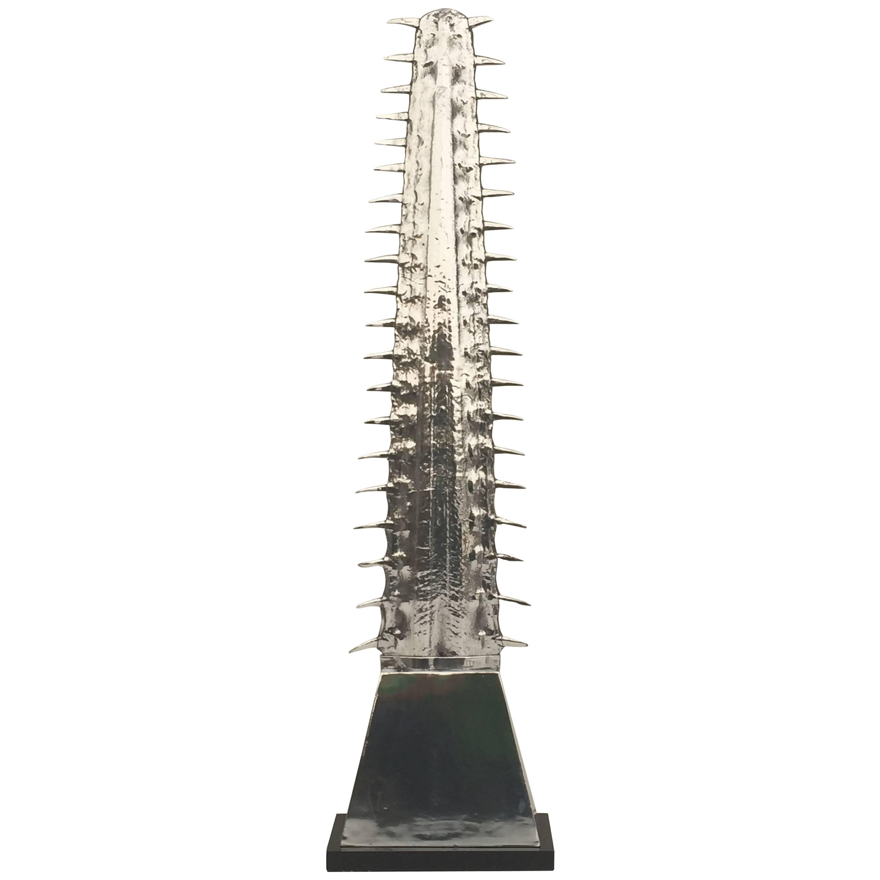 Arthur Court Aluminum Sawfish Rostrum on Black Acrylic Base