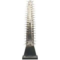 Arthur Court Aluminum Sawfish Rostrum on Black Acrylic Base