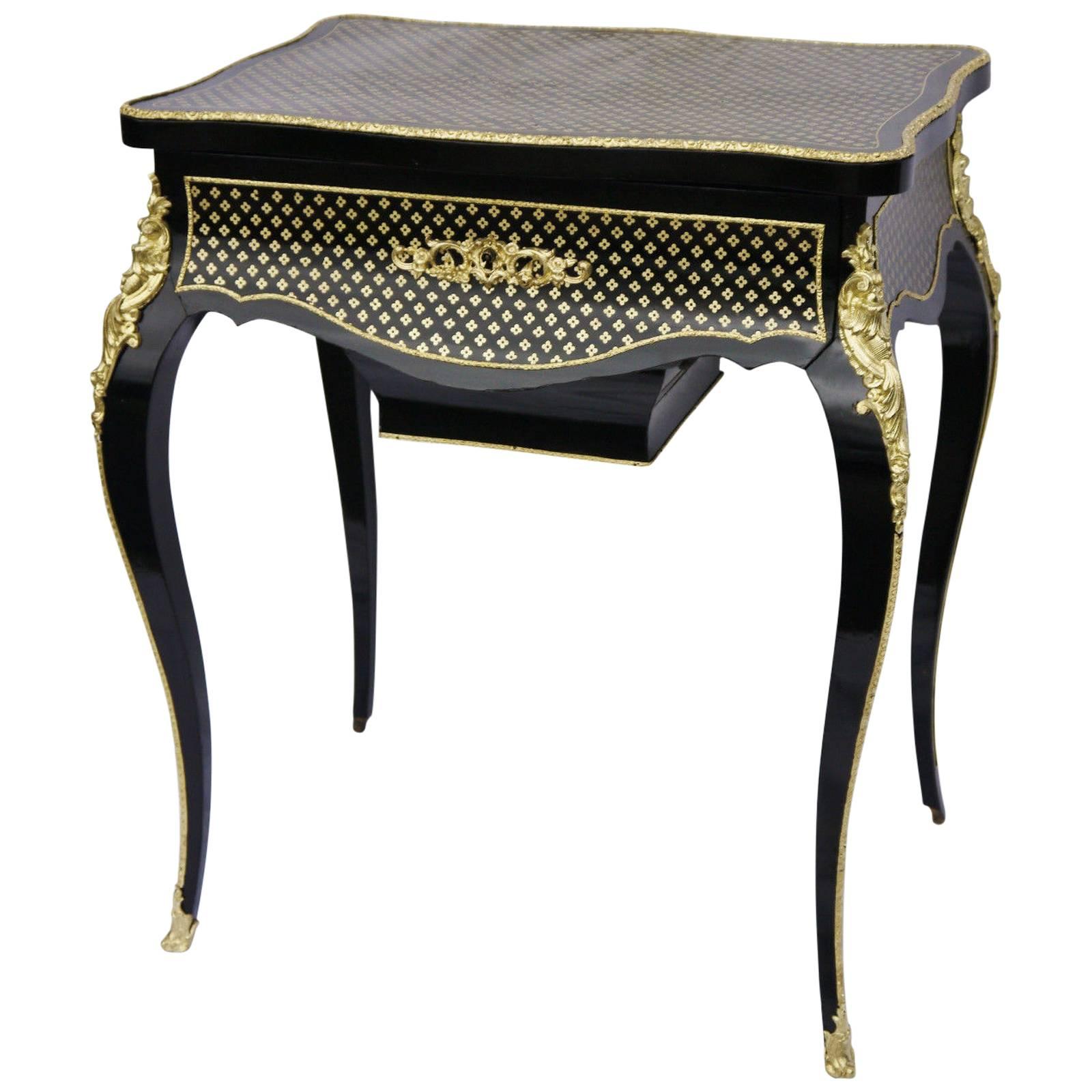Table 
Travailleuse
 Louis XV Boulle Marquetry Signed Gradé, circa 1870