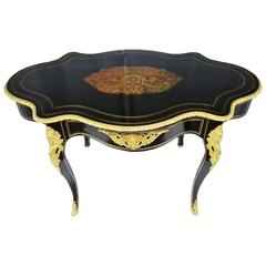 French Center Table Louis XV Boulle Inlays, circa 1870