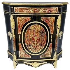 Curved Shaped Napoleon III Boulle French Cabinet, circa 1870