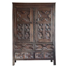 17thC English Oak Hanging Press Cupboard