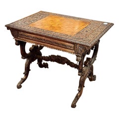 Anglo Indian Carved Oak Writing Table
