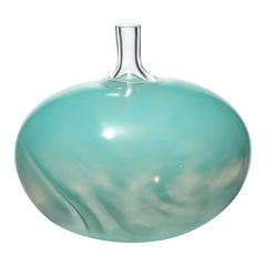Super Egg Ocean, opaque swirling turquoise glass sculpture by Bertil Vallien