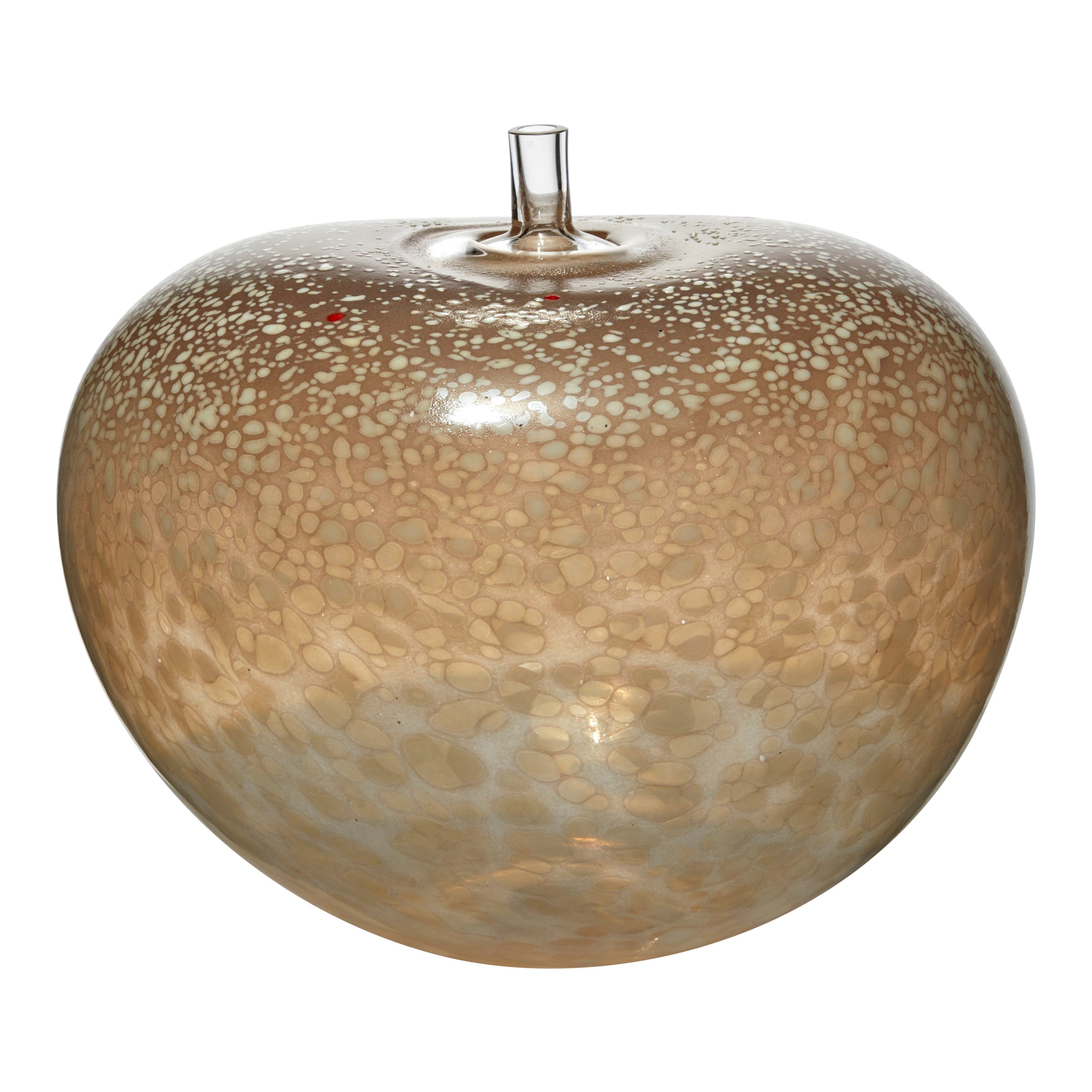 Super Egg Latte, a milky fawn & golden brown glass sculpture by Bertil Vallien