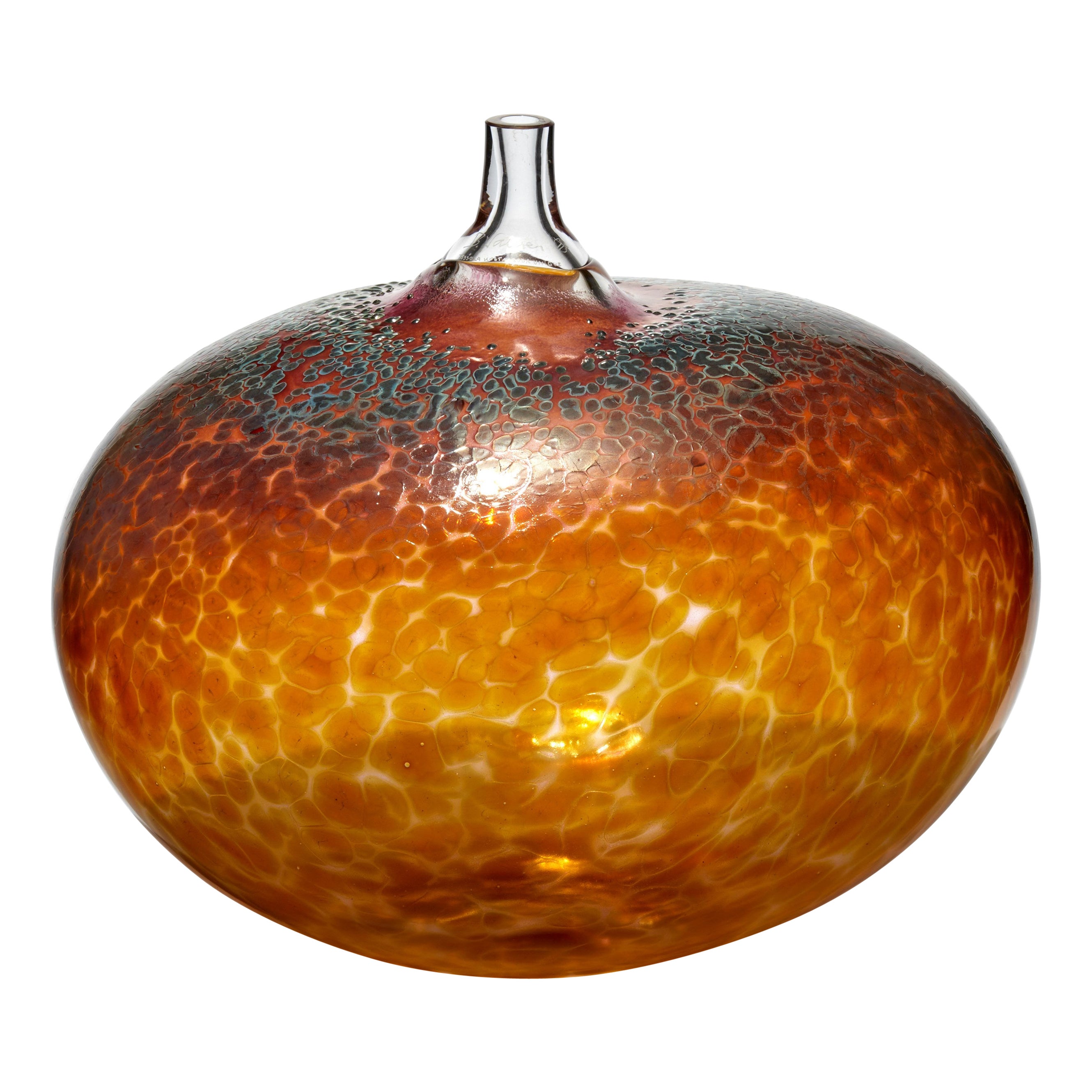 Super Egg Desert, burnt amber speckled blown glass sculpture by Bertil Vallien