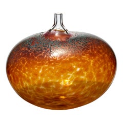 Super Egg Desert, burnt amber speckled blown glass sculpture by Bertil Vallien