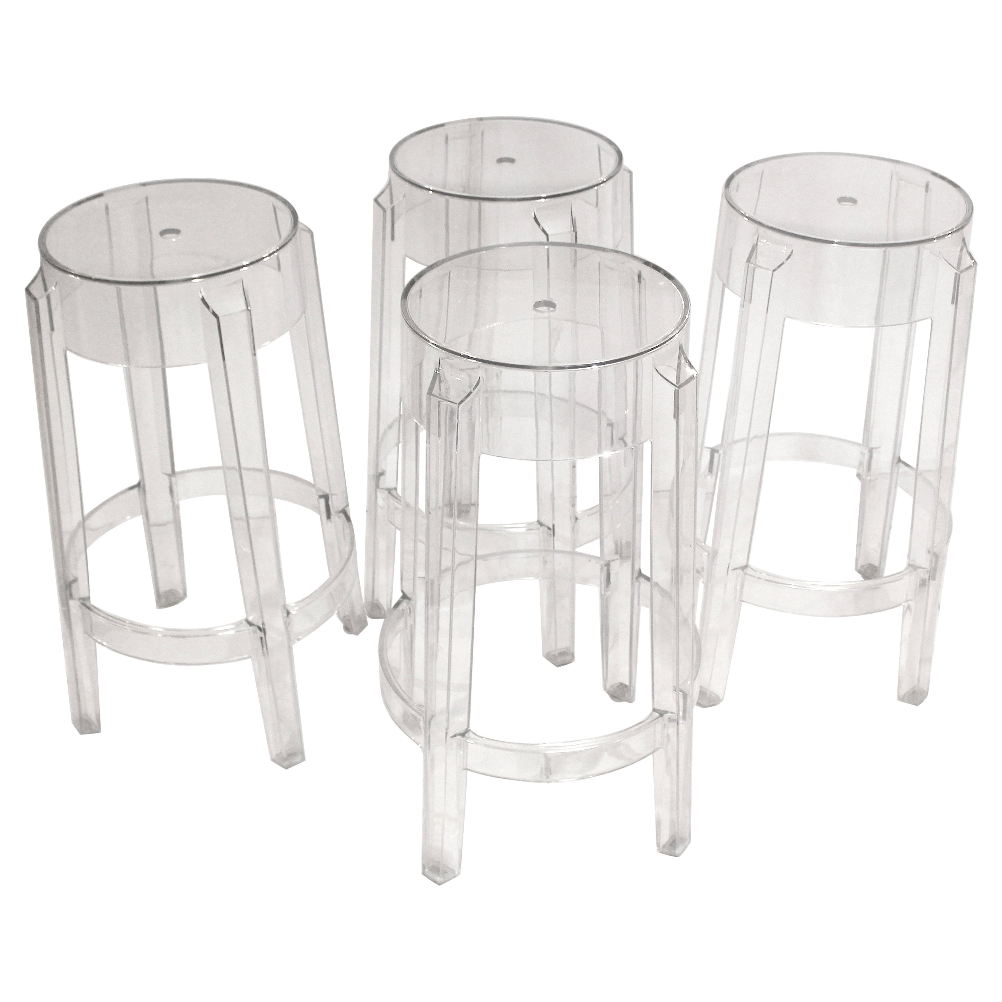 Juego de 4 taburetes de bar Charles Ghost de Philippe Starck, principios del siglo XXI en venta