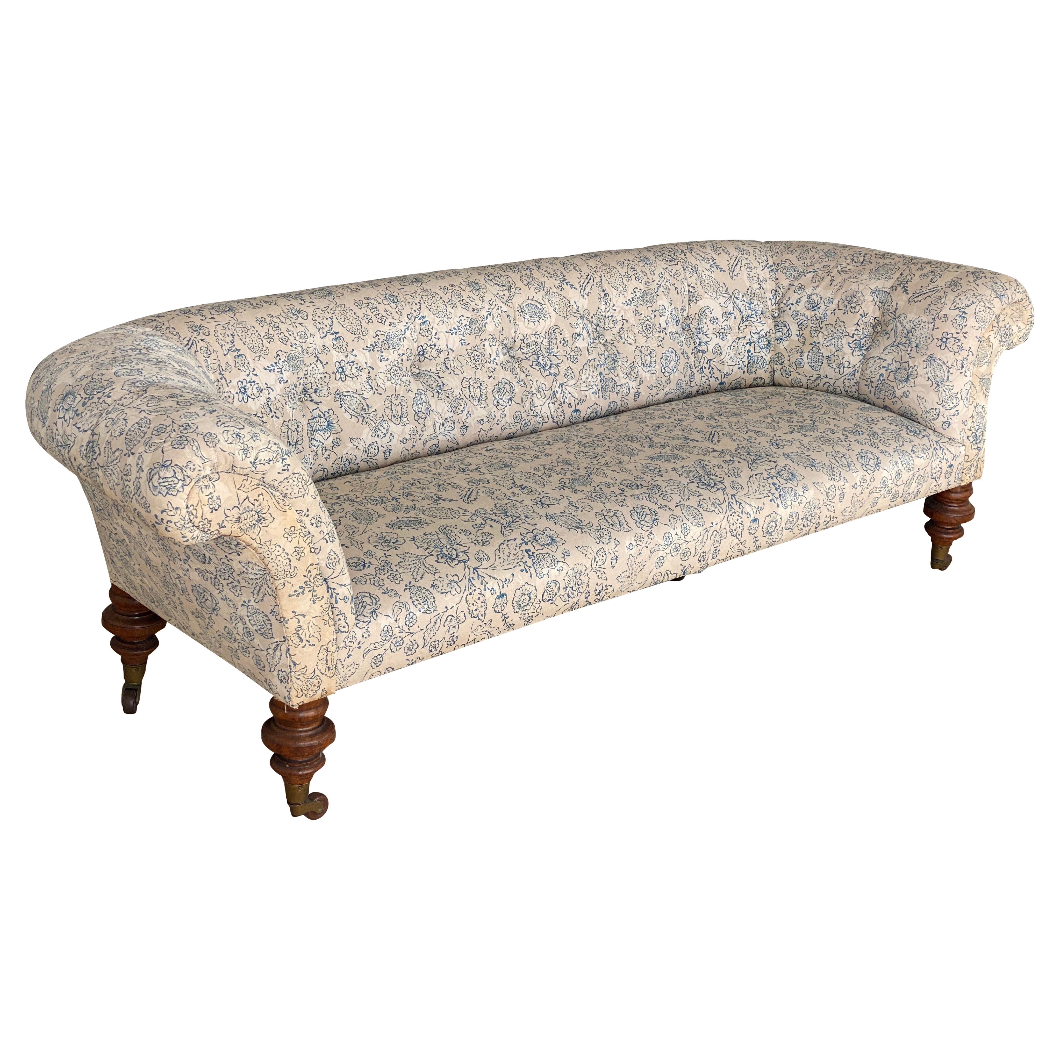 Victorian English Sofa with Floral Upholstery, Late 19th Century