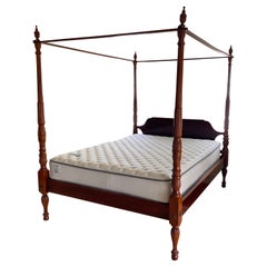 20th Century Queen Size Four Poster Canopy Bed with Rails