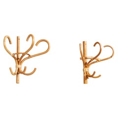 Italian Designer, Coat Hangers, Bamboo, Rattan, Italy, 1970s