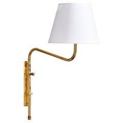 Bergboms, Wall Light, Brass, Fabric, Sweden, 1990s