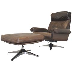 Vintage De Sede DS 31 Swivel Lounge Club Armchair with Ottoman 1970`s 2