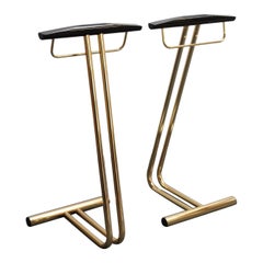 Pair of Vintage Italian Valets / Dress Boys in Polished Brass and Lacquered Wood