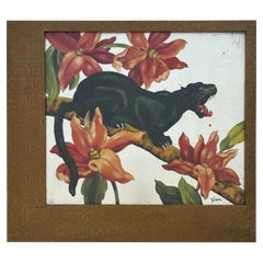 Vintage Acrylic on Foiled Board of Black Panther
