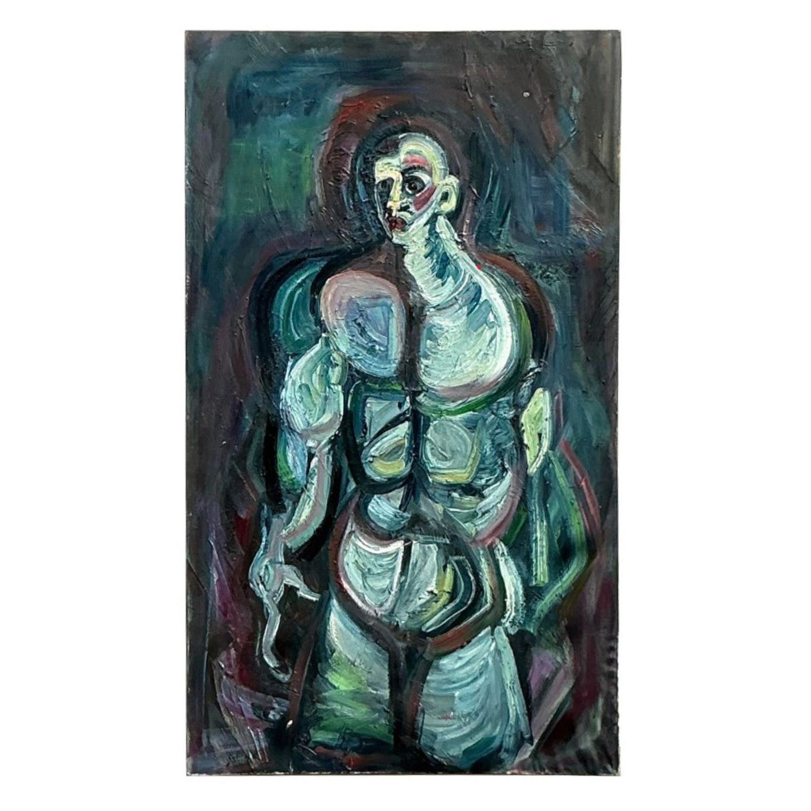 Vintage Boho Monumental Abstract Oil Painting