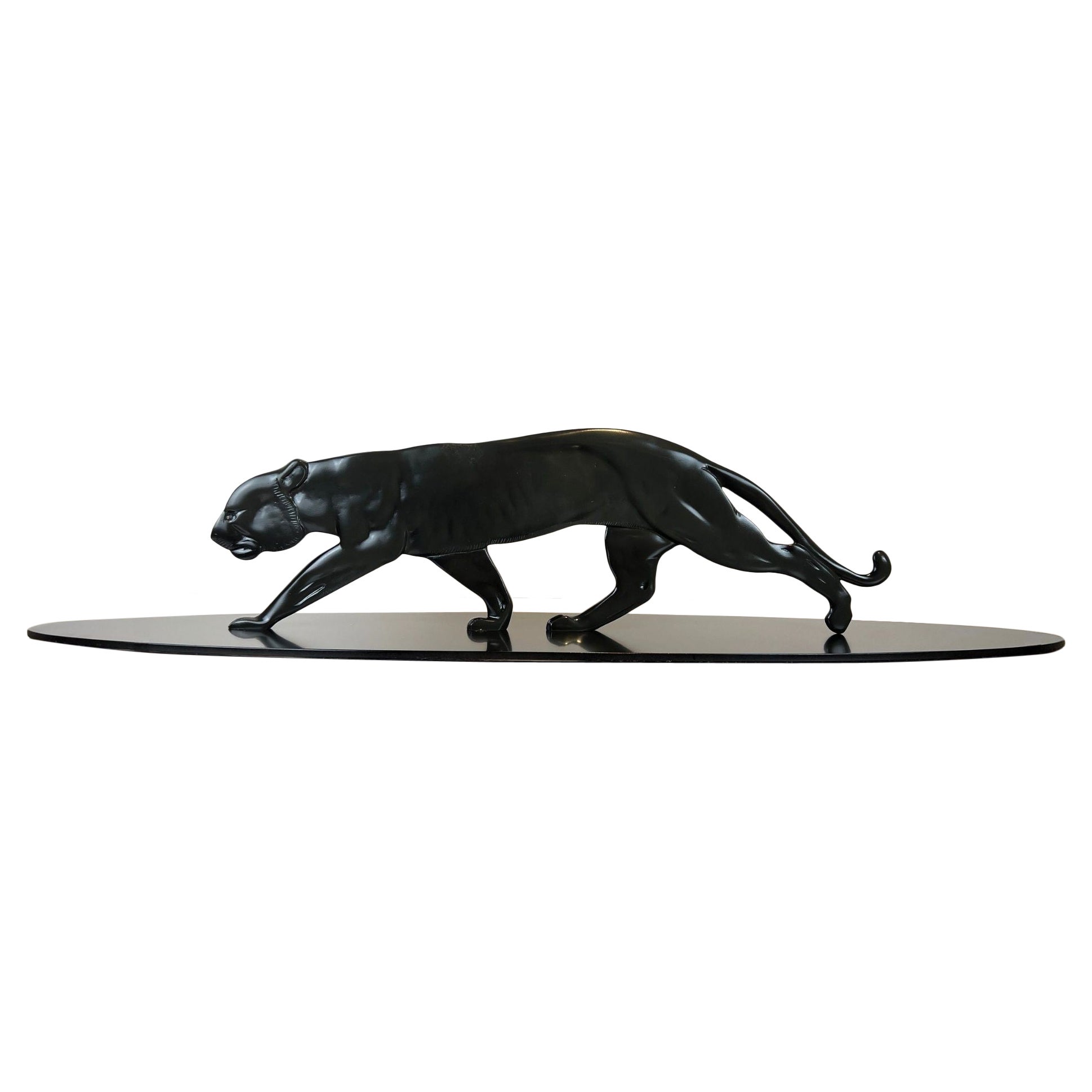 Art Deco Panther Sculpture, Solid Bronze, France circa 1930