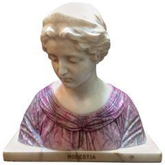 Alabaster and Marble Modestia Bust