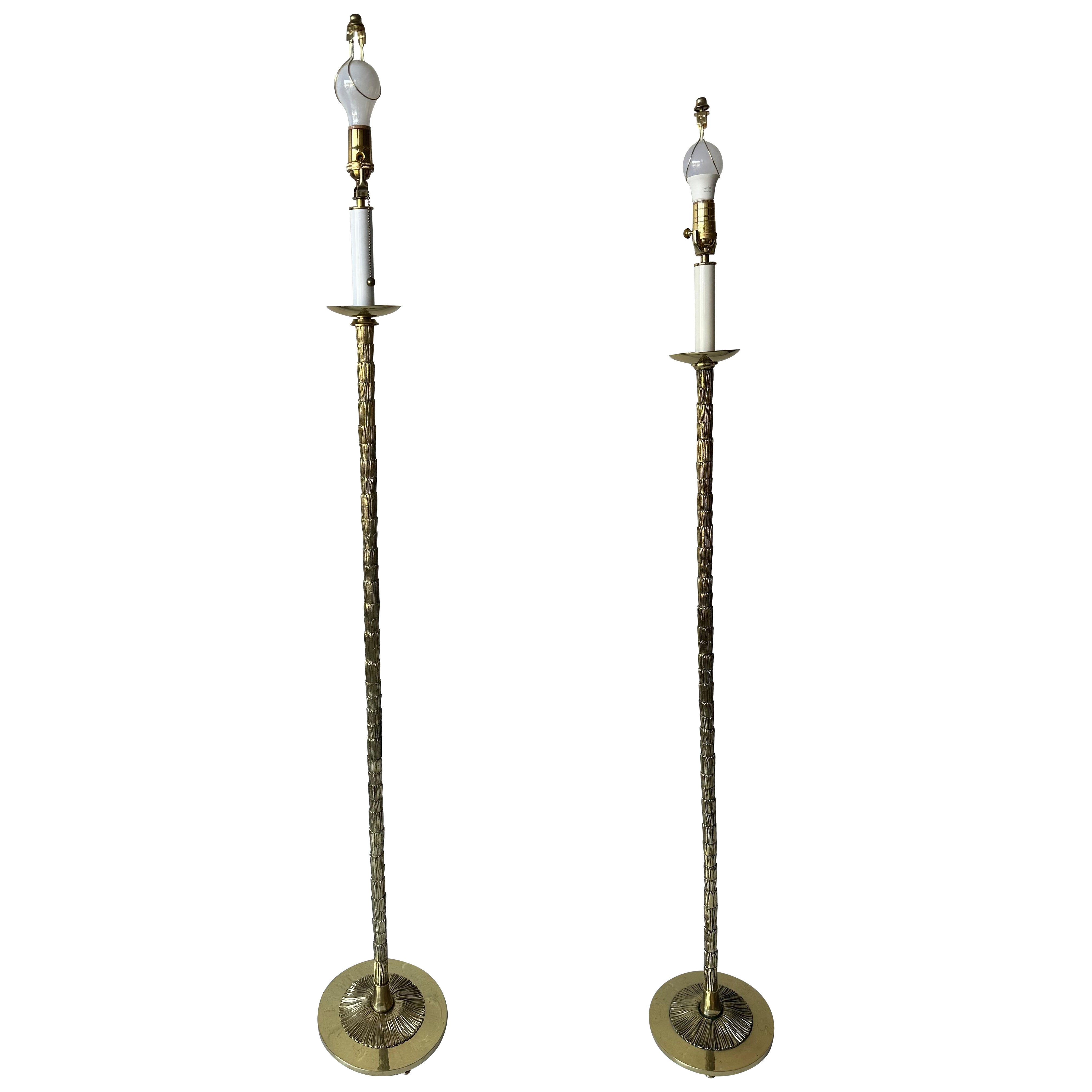 Pair Of Bronze Maison Bagues ‘Palm Tree’ Floor Lamp circa 1950’s.