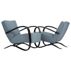 Two Streamline Lounge Chairs by Jindrich Halabala for UP Zavody in the 1930s