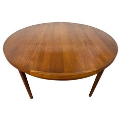 Vintage Danish Modern Drylund Round Teak Lotus Dining Table