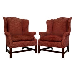 1960's Hollywood Regency Federal Style Wingback Chairs - a Pair