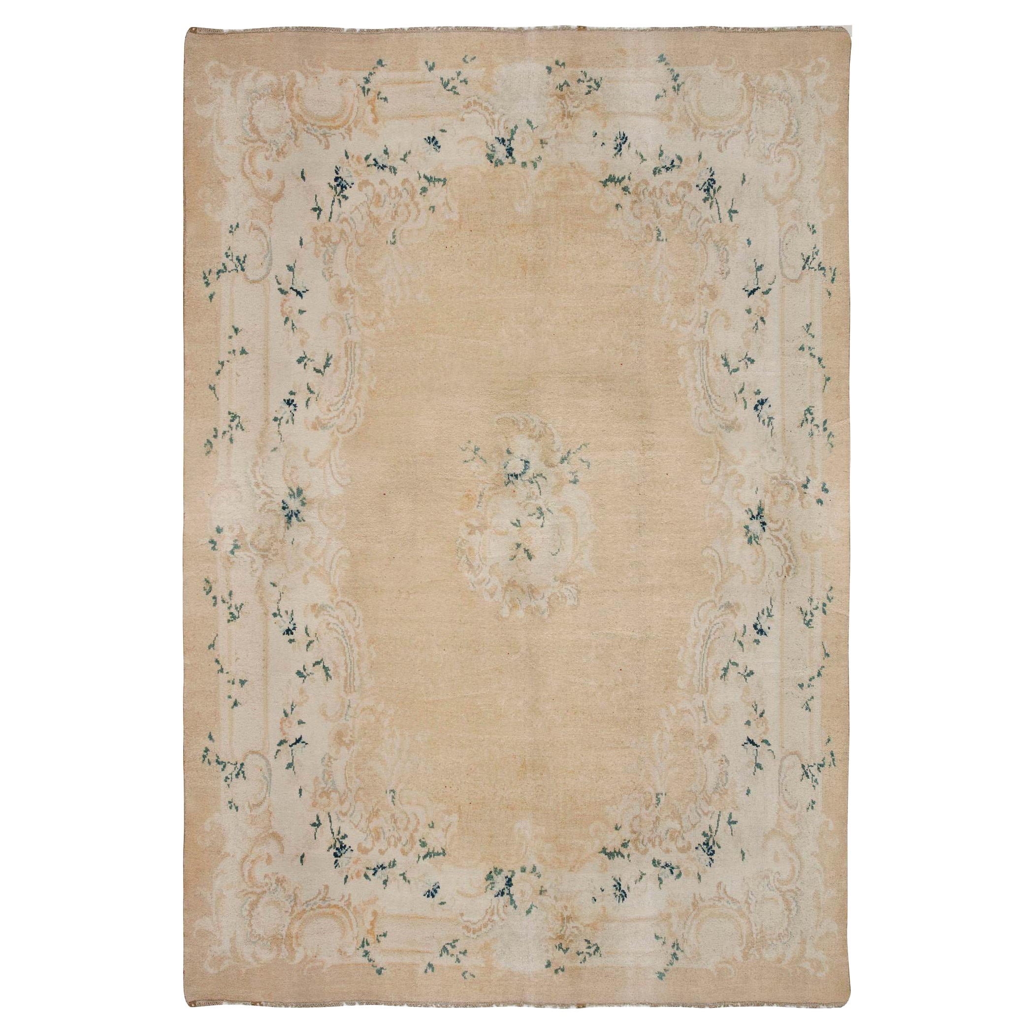 Doris Leslie Blau 1920s Antique Turkish Angora Oushak Rug For Sale