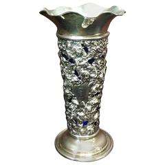 Sterling Silver Vase with Cobalt Insert