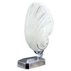 "Shell" Lamp Art Deco Modernist / Steamline, Chrome & Glass, France, circa 1930