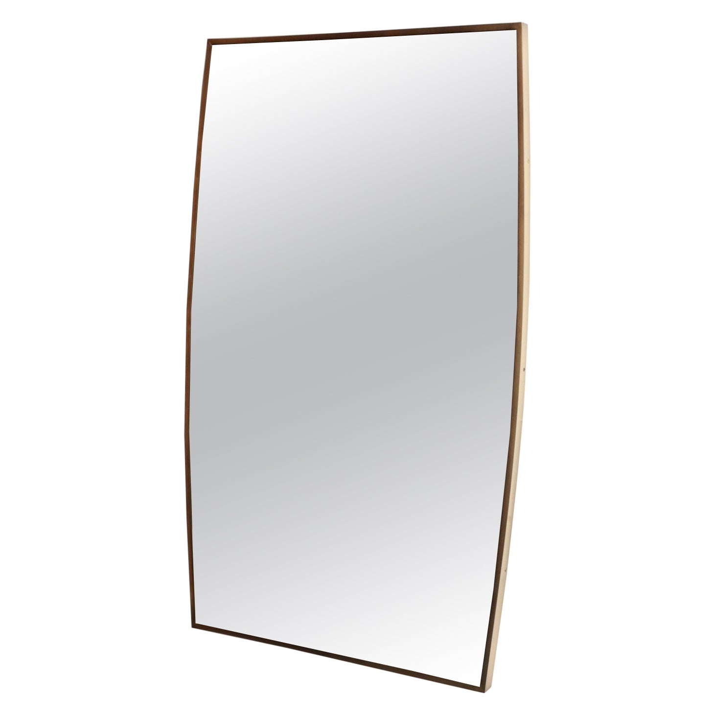 Grand miroir mural rectangulaire italien vintage en laiton à la manière de Gio Ponti