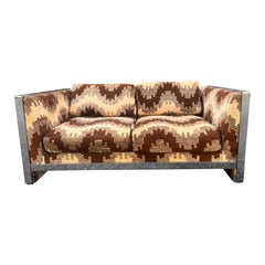 Mid Century Selig Monroe Milo Baughman Style Chrome Loveseat