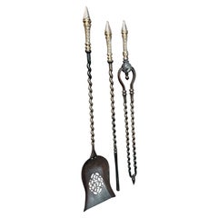 Antique English Georgian Fireplace Tools or Fire Tools, 18th - 19th Century