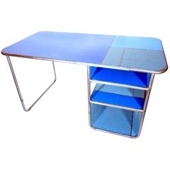 American Reclaimed Steel Blue Office Desk in Industrial Design