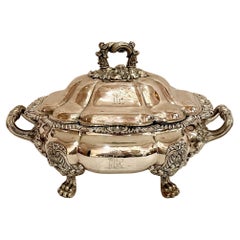 Antique English Georgian Period Sheffield Silver-Plate Tureen and Cover.
