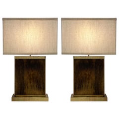 Paire de lampes de bureau en laiton par Curtis Jere