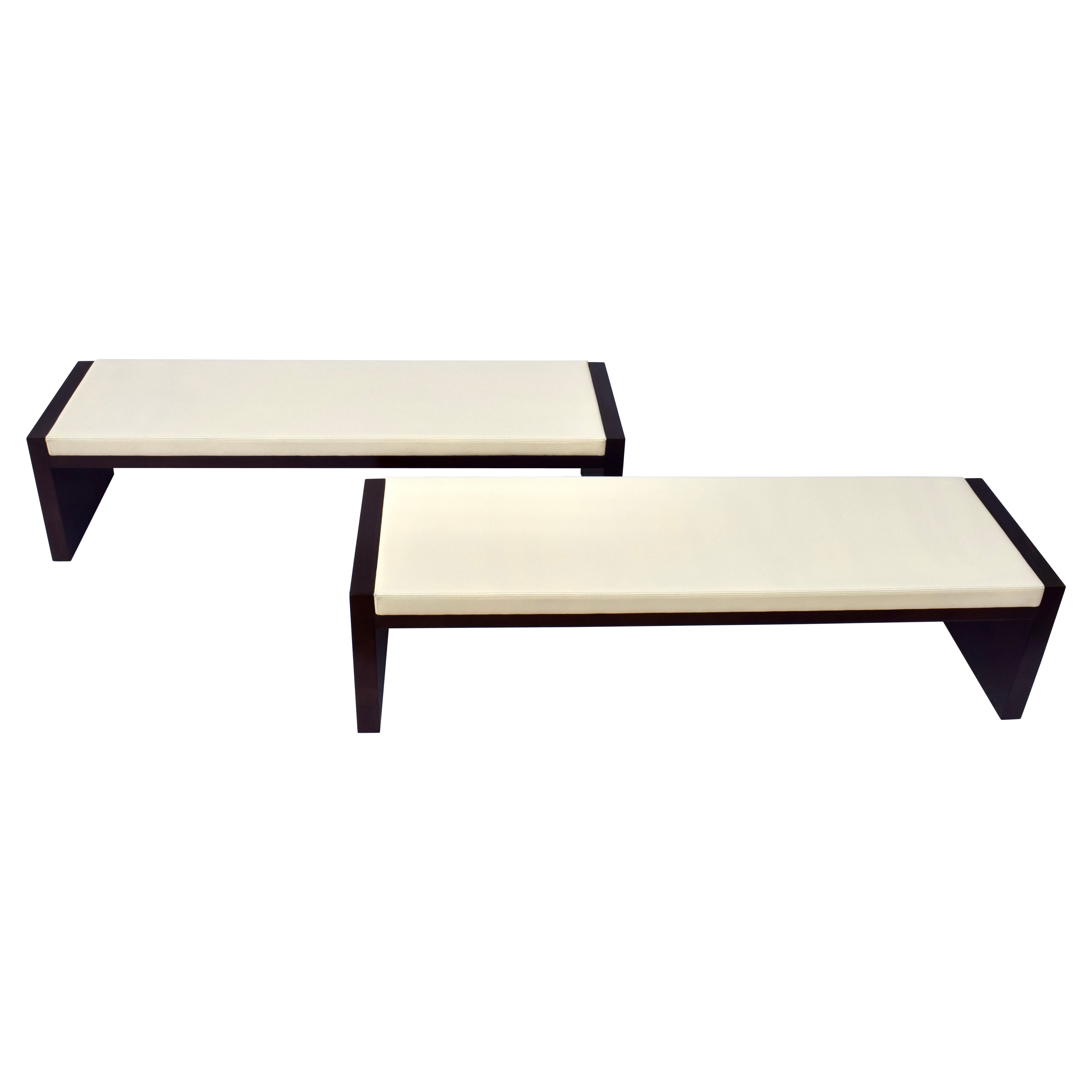 Contemporary Hardwood Leather Bench by Bright Chair
