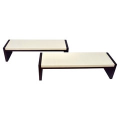 Contemporary Hardwood Leather Bench by Bright Chair